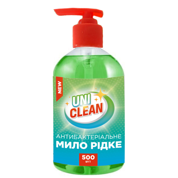 Мило рідке антибактеріальне з дозатором 500мл, UNICLEAN